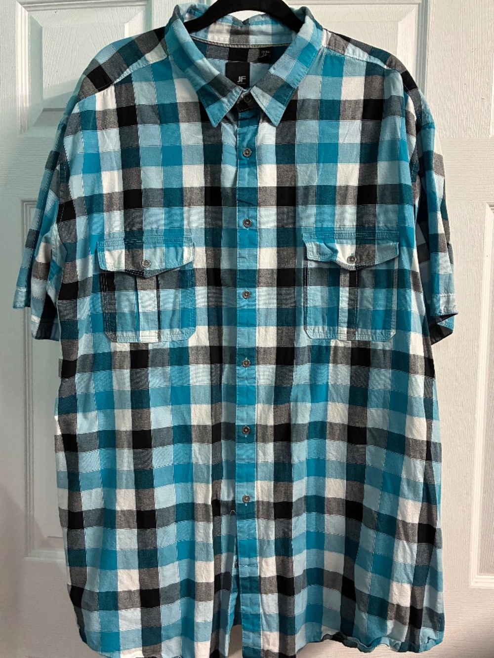J.FERRAR Men's Casual Short Sleeve Box Plaid Button Down Shirt~Big Tall 3XL~EUC